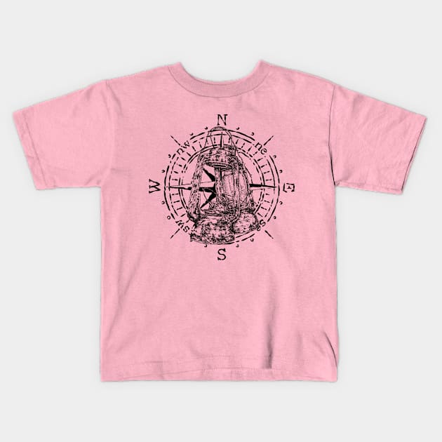 Compass and Lamp Kids T-Shirt by nelateni